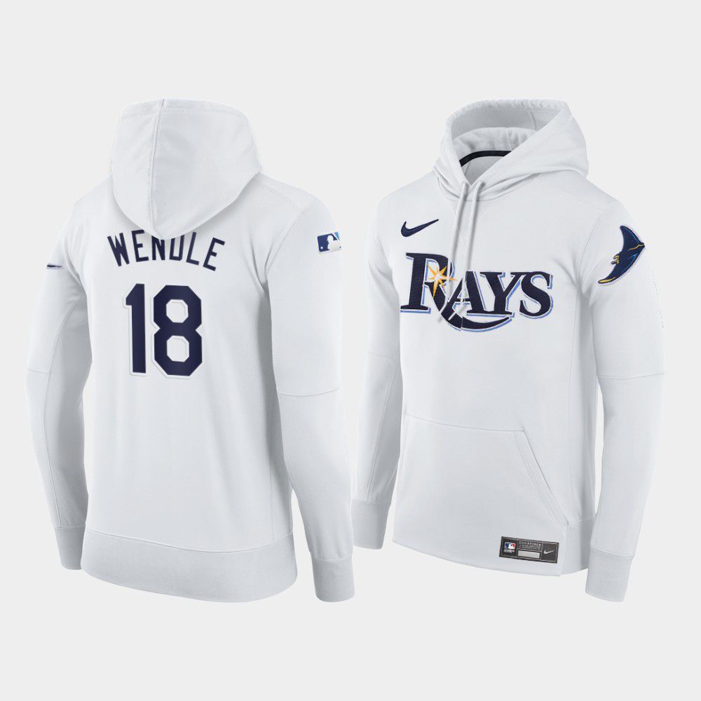 Men Tampa Bay Rays #18 Wendle white home hoodie 2021 MLB Nike Jerseys